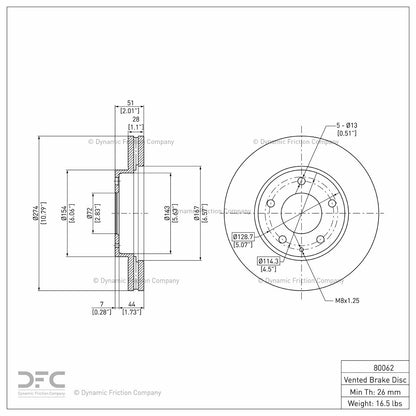 Dynamic Friction Company Disc Brake Rotor 604-80062