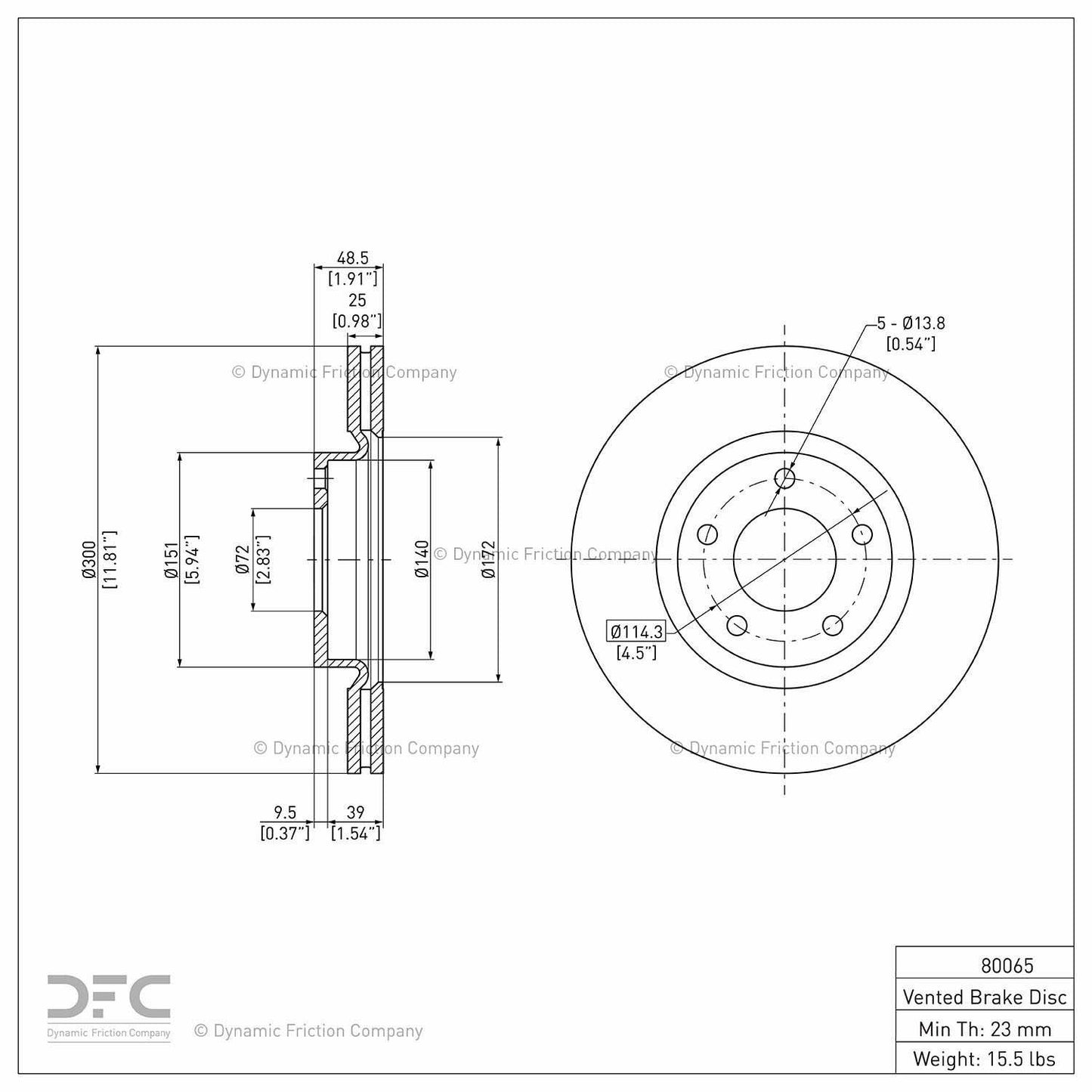 Dynamic Friction Company Disc Brake Rotor 604-80065