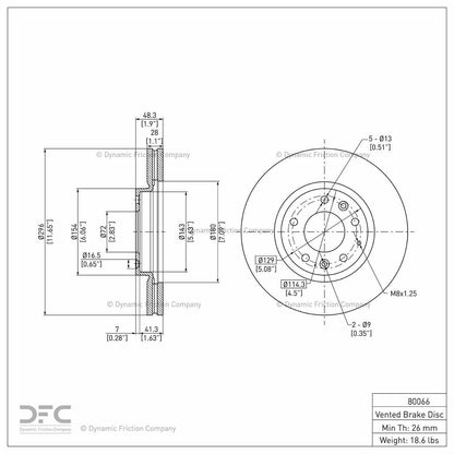Dynamic Friction Company Disc Brake Rotor 604-80066