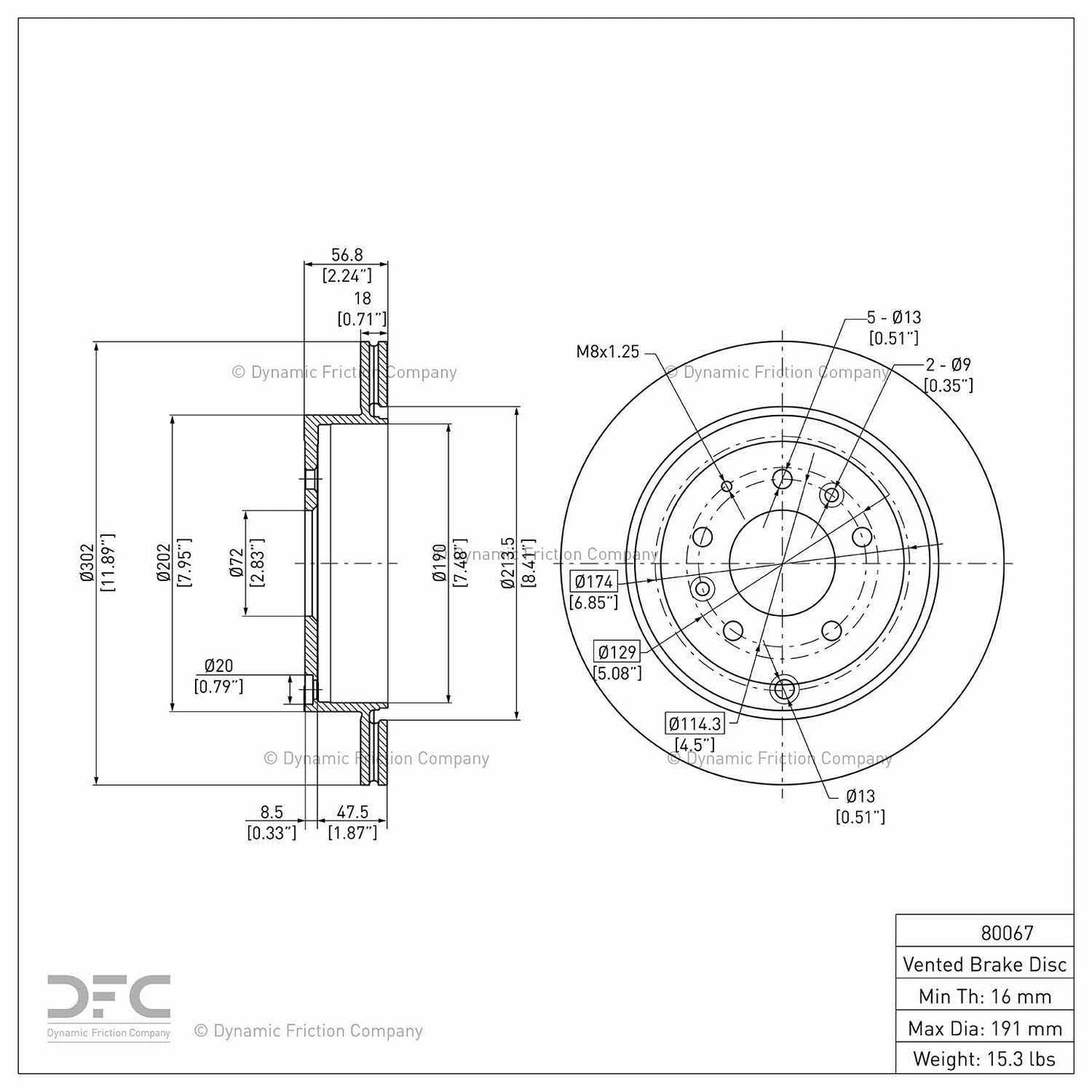 Dynamic Friction Company Disc Brake Rotor 604-80067
