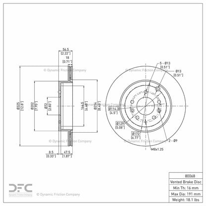 Dynamic Friction Company Disc Brake Rotor 604-80068