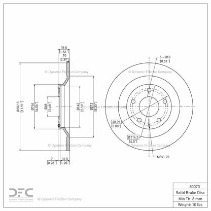 Dynamic Friction Company Disc Brake Rotor 604-80070