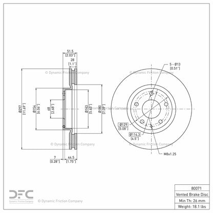 Dynamic Friction Company Disc Brake Rotor 604-80071