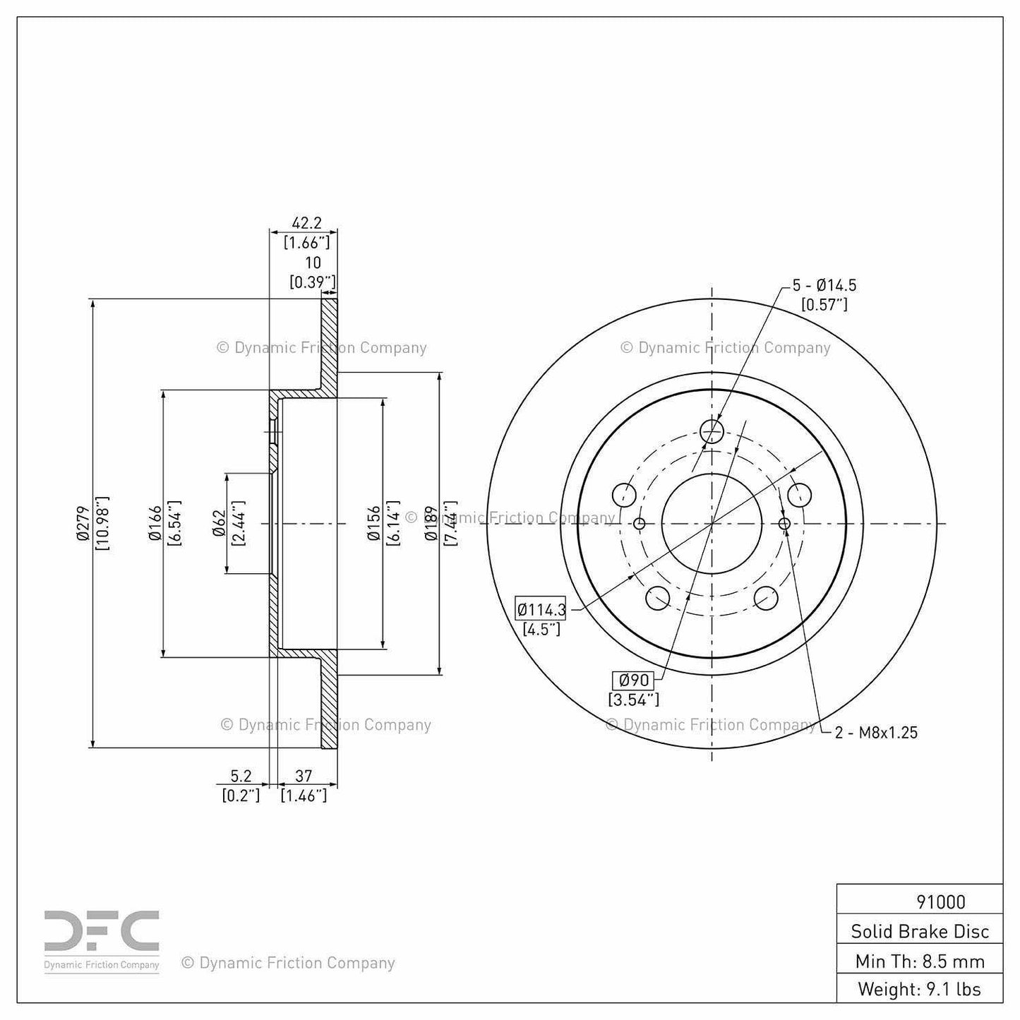 Dynamic Friction Company Disc Brake Rotor 604-91000