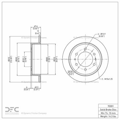Dynamic Friction Company Disc Brake Rotor 604-93001