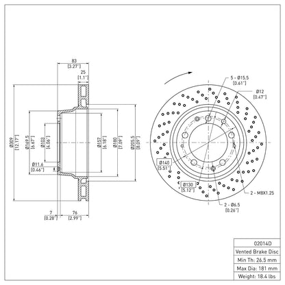 Dynamic Friction Company Disc Brake Rotor 620-02014D