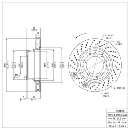 Dynamic Friction Company Disc Brake Rotor 620-02015D