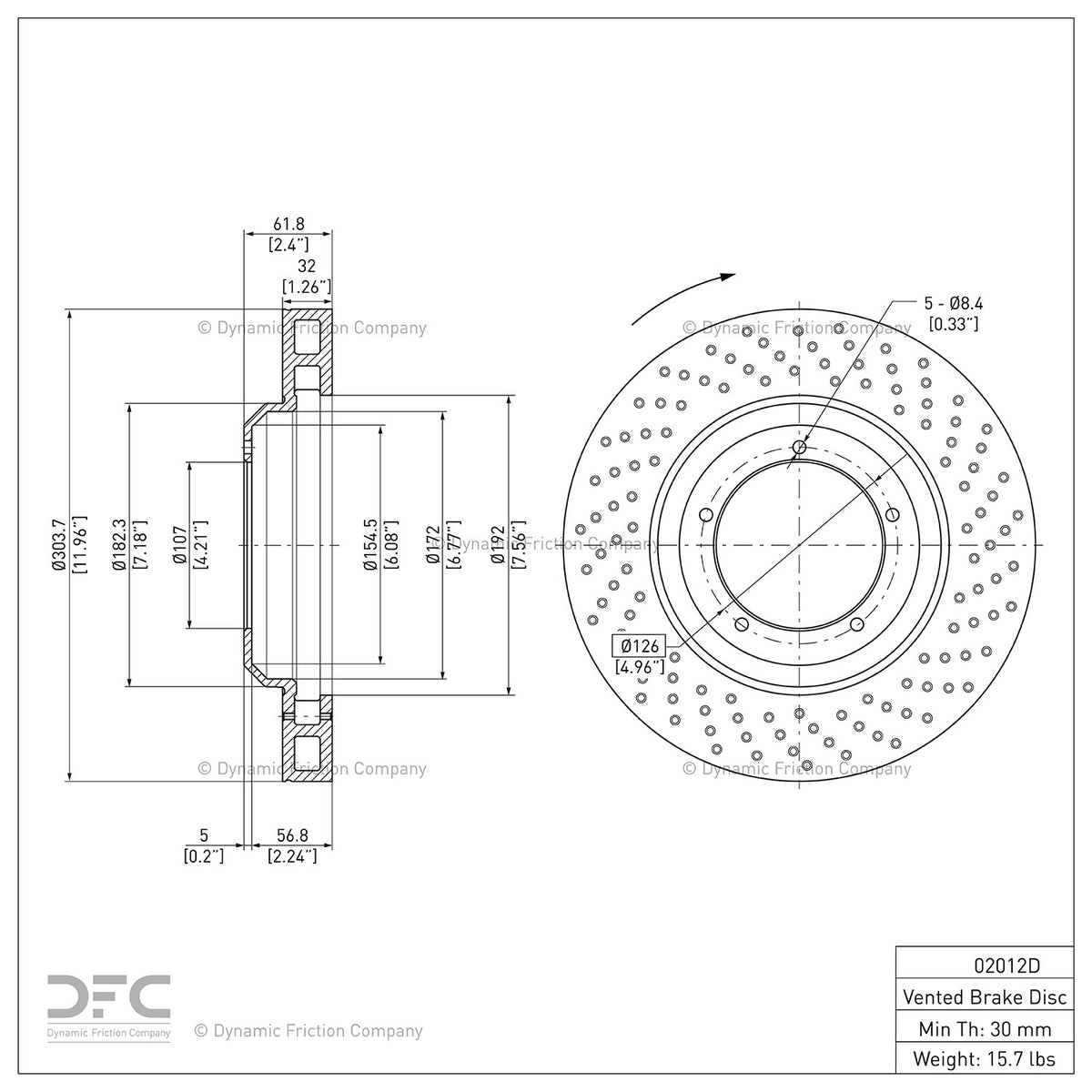 Dynamic Friction Company Disc Brake Rotor 624-02012D
