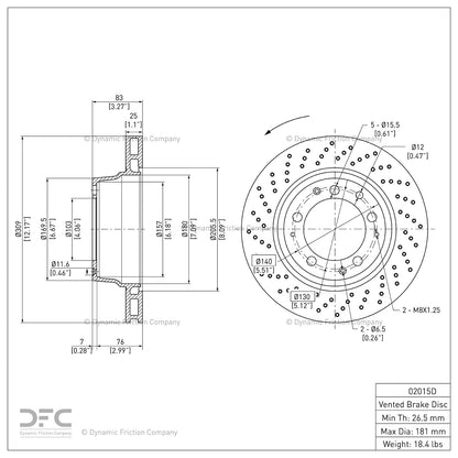 Dynamic Friction Company Disc Brake Rotor 624-02015D