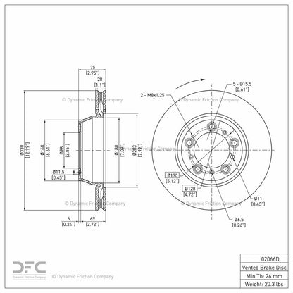 Dynamic Friction Company Disc Brake Rotor 900-02066D
