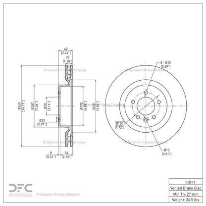 Dynamic Friction Company Disc Brake Rotor 900-11011