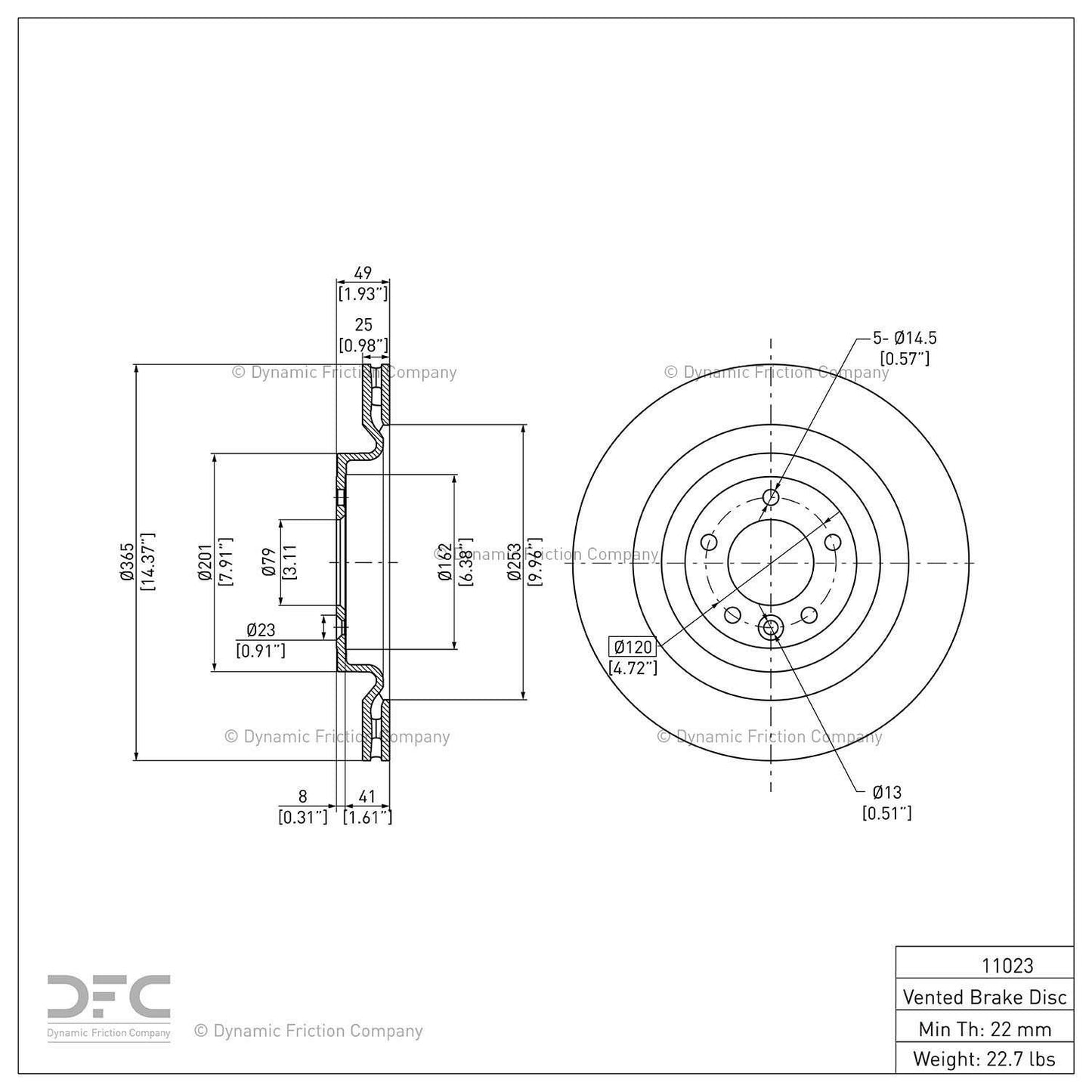 Dynamic Friction Company Disc Brake Rotor 900-11023