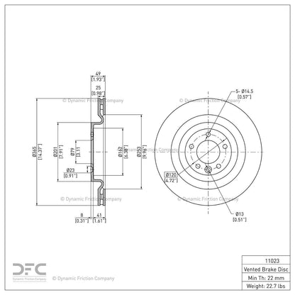 Dynamic Friction Company Disc Brake Rotor 900-11023