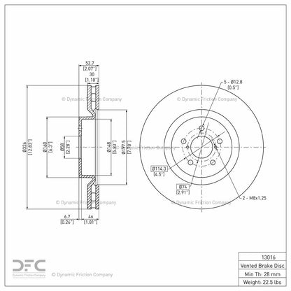 Dynamic Friction Company Disc Brake Rotor 900-13016
