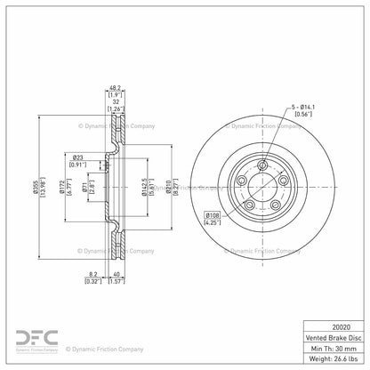Dynamic Friction Company Disc Brake Rotor 900-20020
