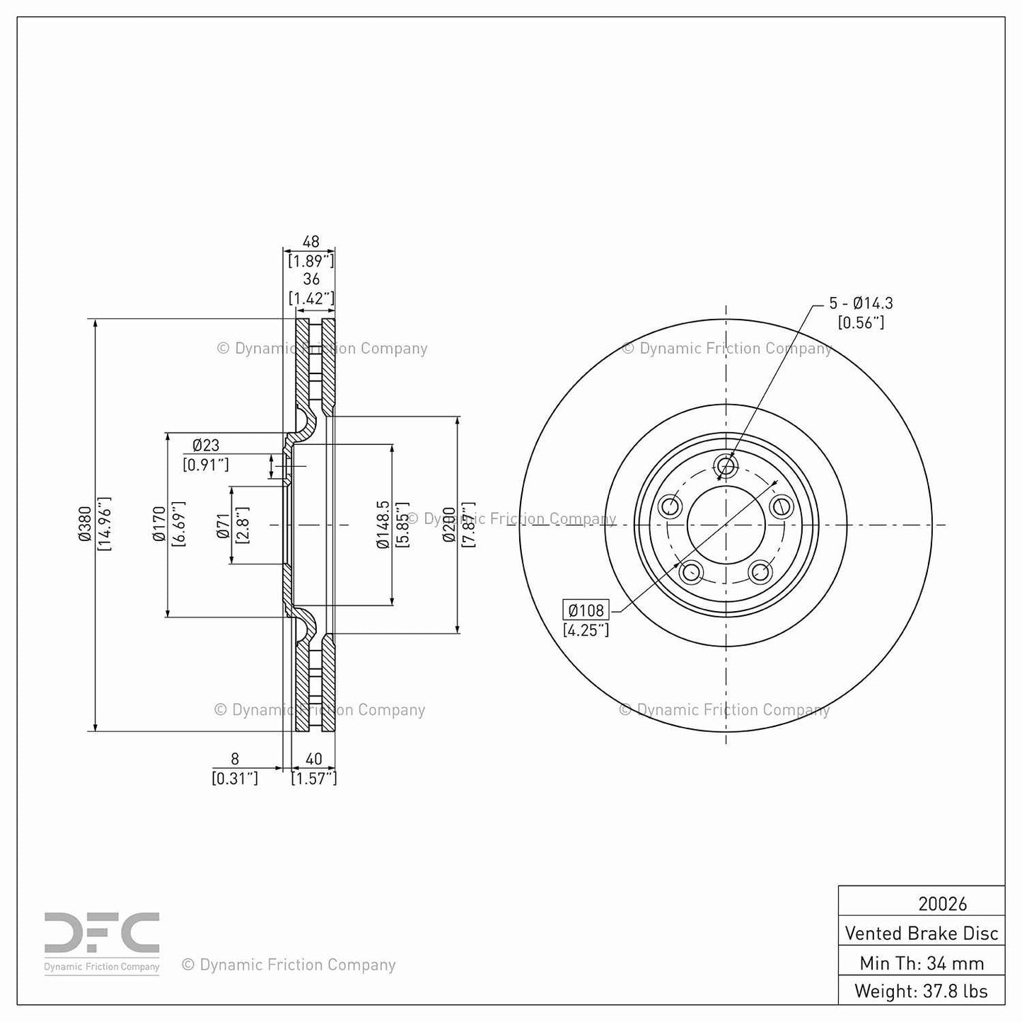 Dynamic Friction Company Disc Brake Rotor 900-20026