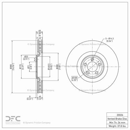 Dynamic Friction Company Disc Brake Rotor 900-20026