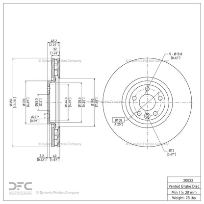 Dynamic Friction Company Disc Brake Rotor 900-20033