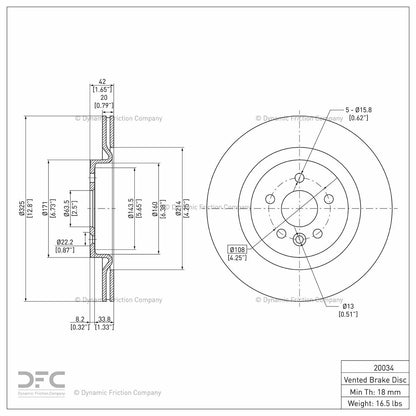 Dynamic Friction Company Disc Brake Rotor 900-20034
