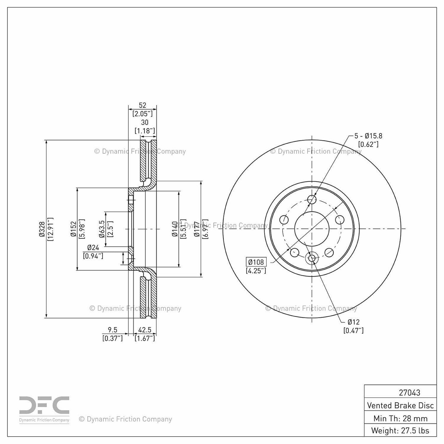 Dynamic Friction Company Disc Brake Rotor 900-27043