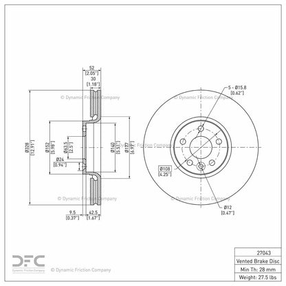 Dynamic Friction Company Disc Brake Rotor 900-27043