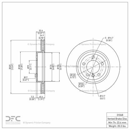 Dynamic Friction Company Disc Brake Rotor 900-31048