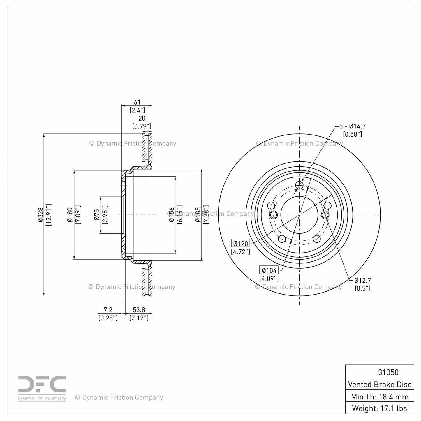 Dynamic Friction Company Disc Brake Rotor 900-31050