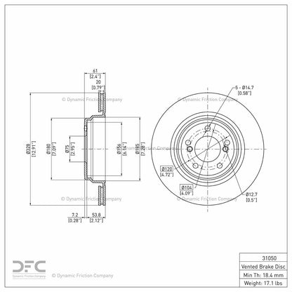 Dynamic Friction Company Disc Brake Rotor 900-31050