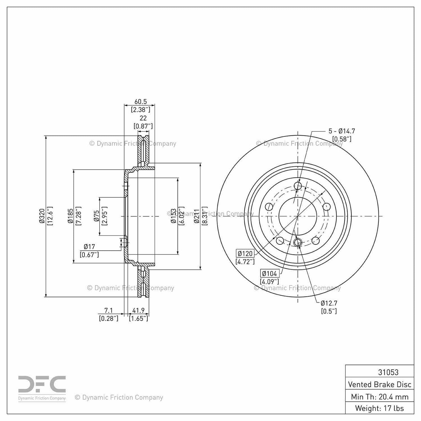 Dynamic Friction Company Disc Brake Rotor 900-31053