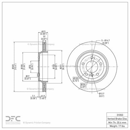 Dynamic Friction Company Disc Brake Rotor 900-31053