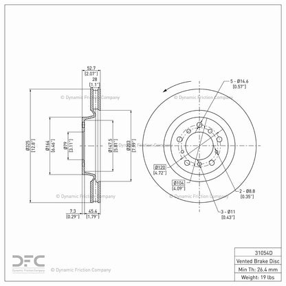 Dynamic Friction Company Disc Brake Rotor 900-31054D