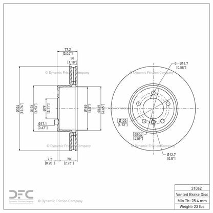 Dynamic Friction Company Disc Brake Rotor 900-31062