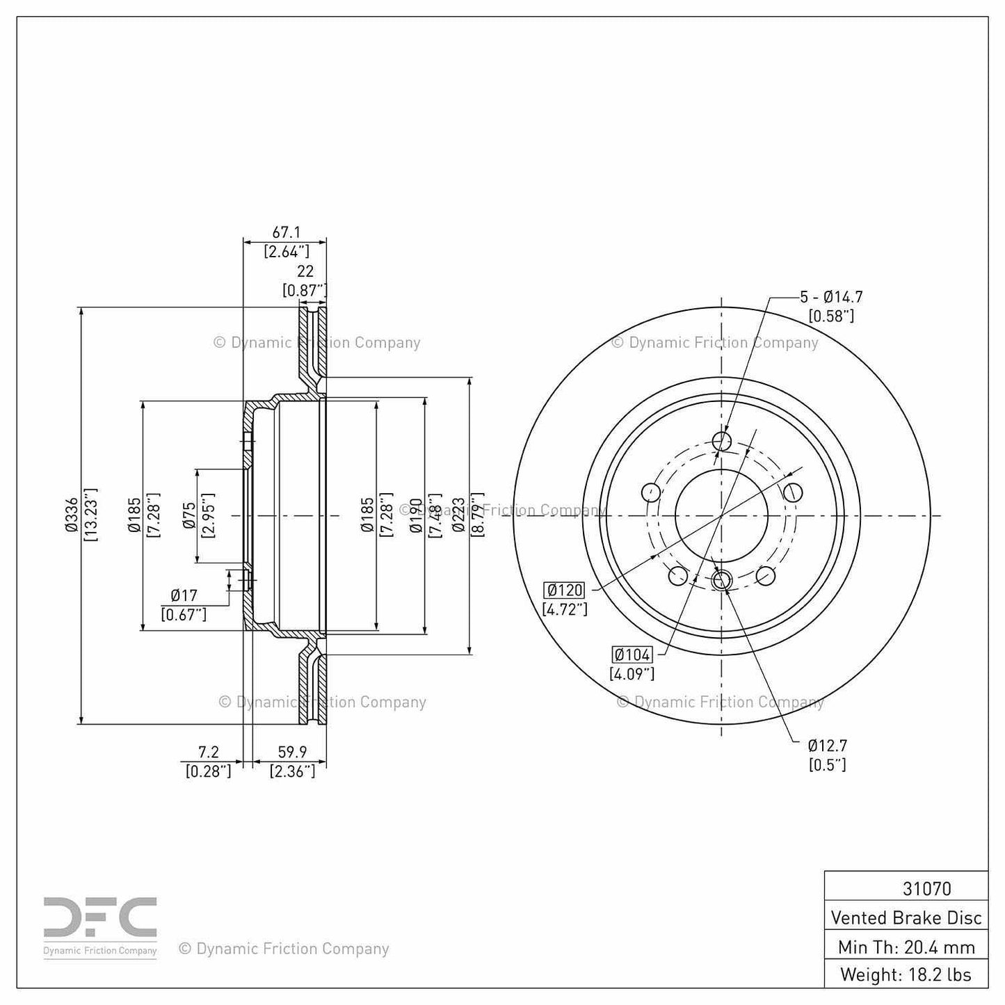 Dynamic Friction Company Disc Brake Rotor 900-31070