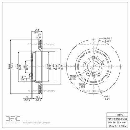 Dynamic Friction Company Disc Brake Rotor 900-31070