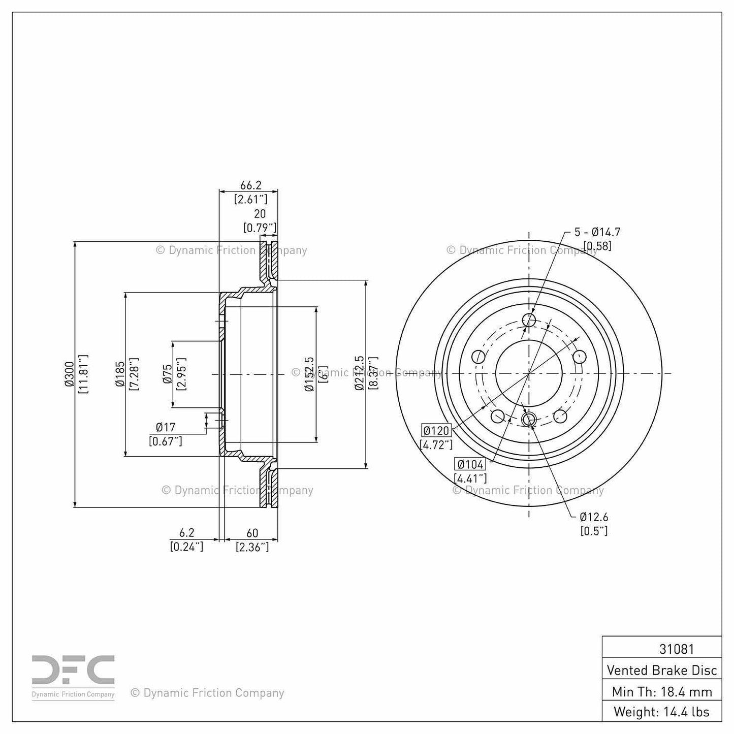 Dynamic Friction Company Disc Brake Rotor 900-31081