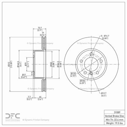Dynamic Friction Company Disc Brake Rotor 900-31089