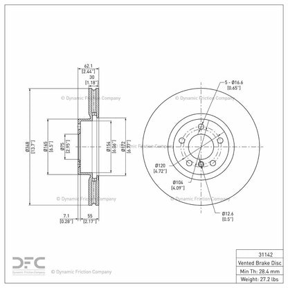 Dynamic Friction Company Disc Brake Rotor 900-31142
