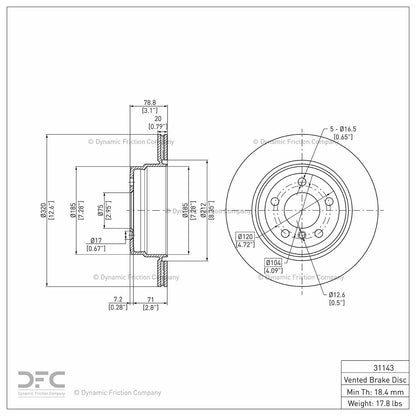 Dynamic Friction Company Disc Brake Rotor 900-31143