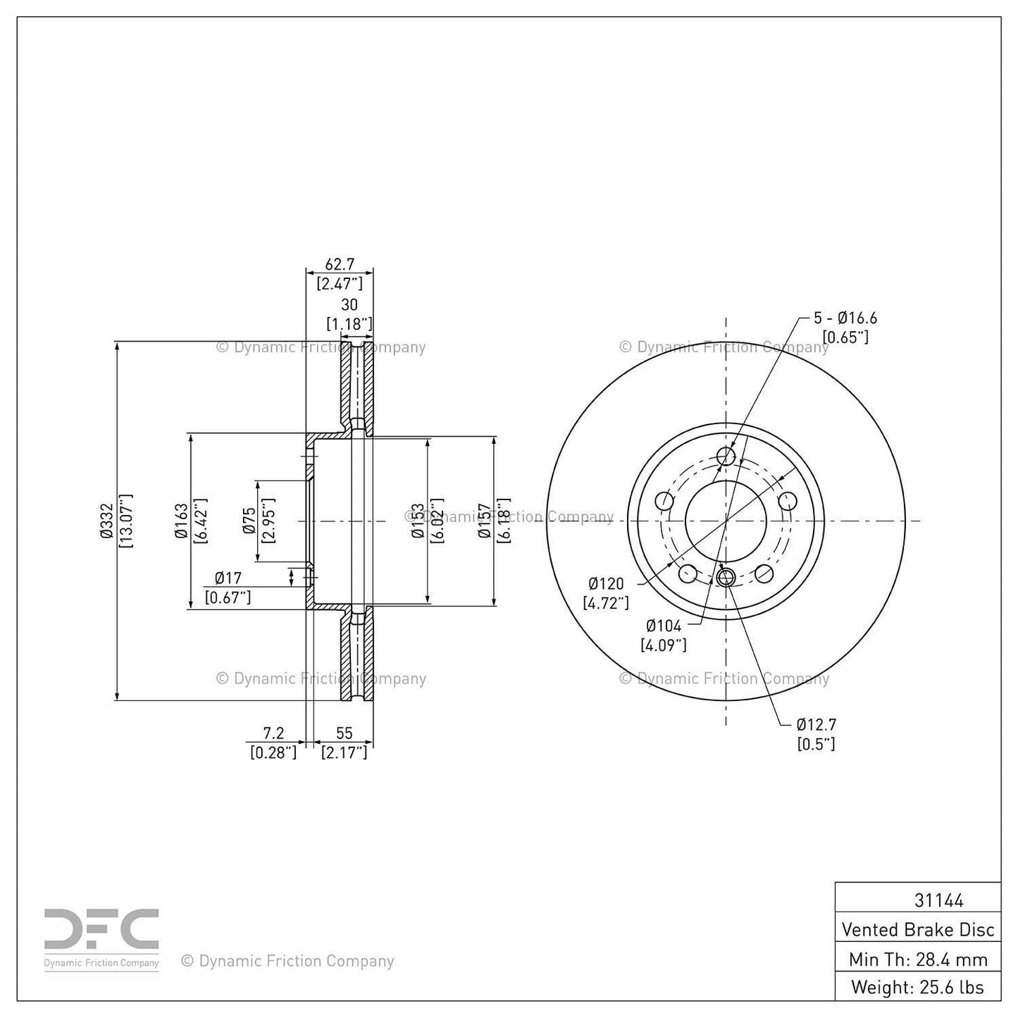 Dynamic Friction Company Disc Brake Rotor 900-31144