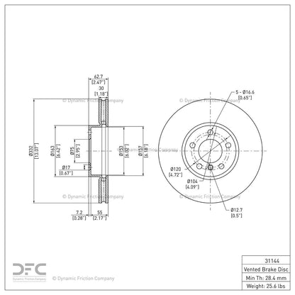 Dynamic Friction Company Disc Brake Rotor 900-31144
