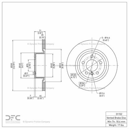 Dynamic Friction Company Disc Brake Rotor 900-31152