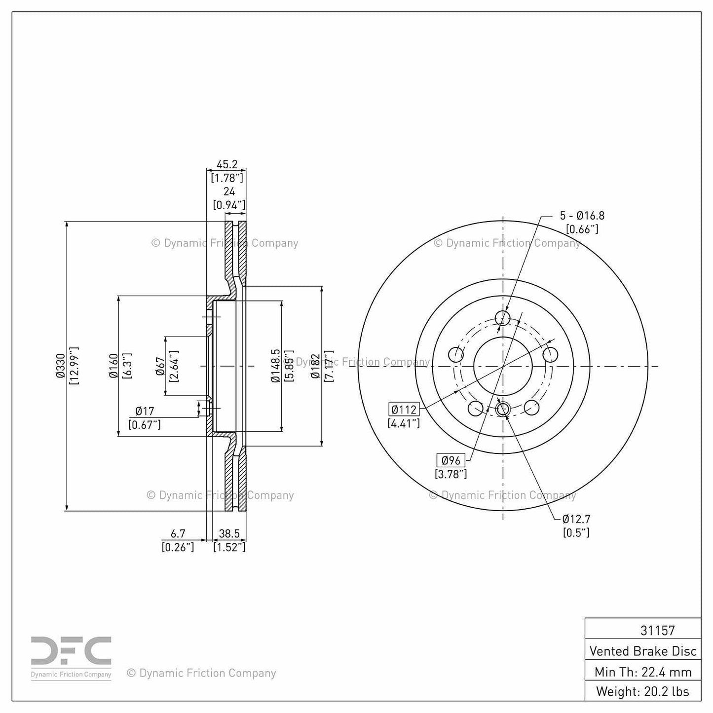 Dynamic Friction Company Disc Brake Rotor 900-31157