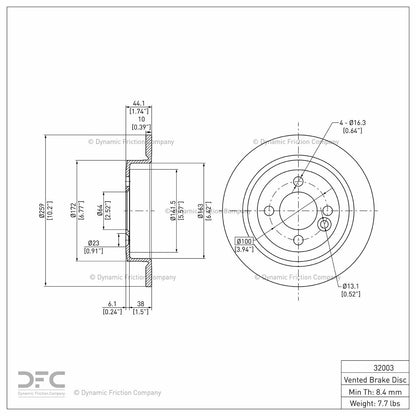 Dynamic Friction Company Disc Brake Rotor 900-32003