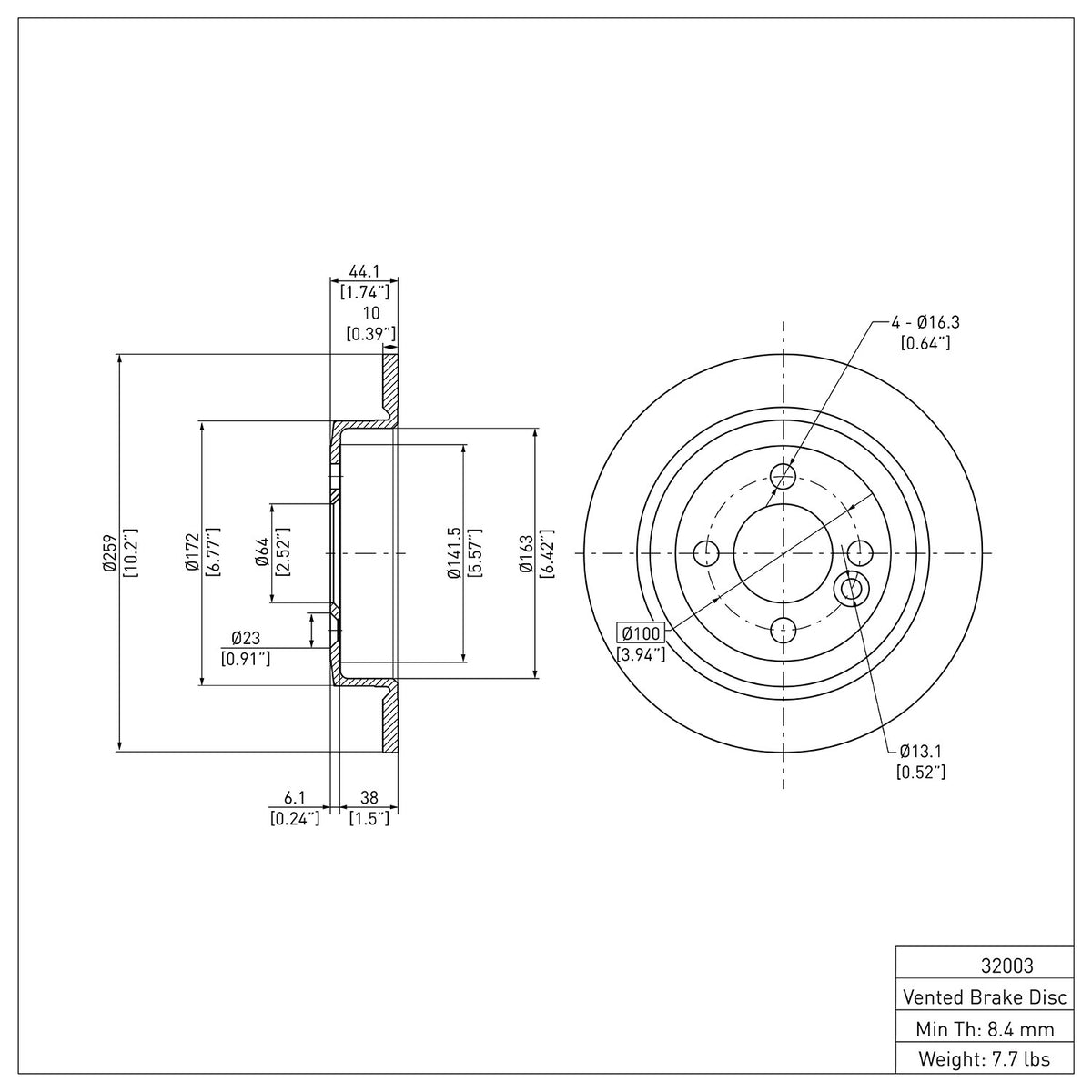 Dynamic Friction Company Disc Brake Rotor 900-32003