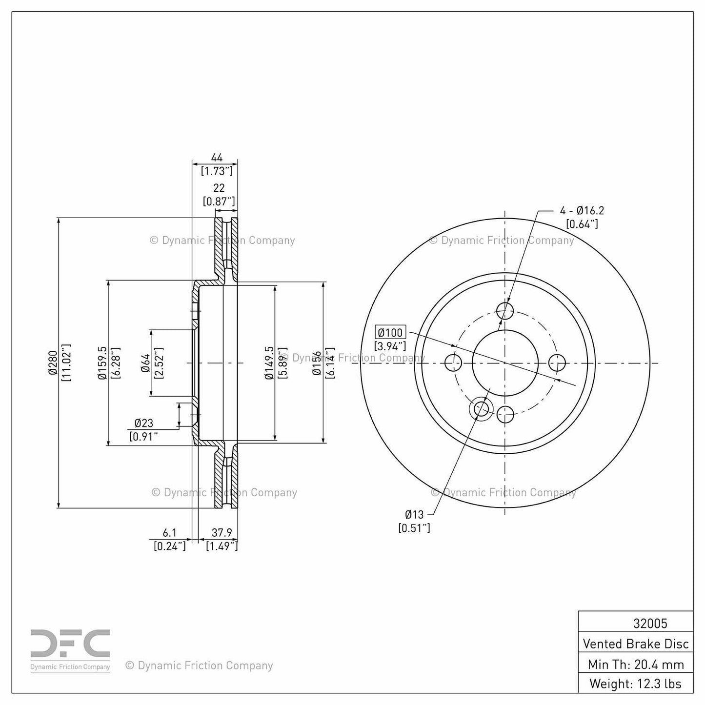 Dynamic Friction Company Disc Brake Rotor 900-32005