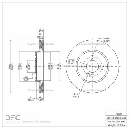 Dynamic Friction Company Disc Brake Rotor 900-32005