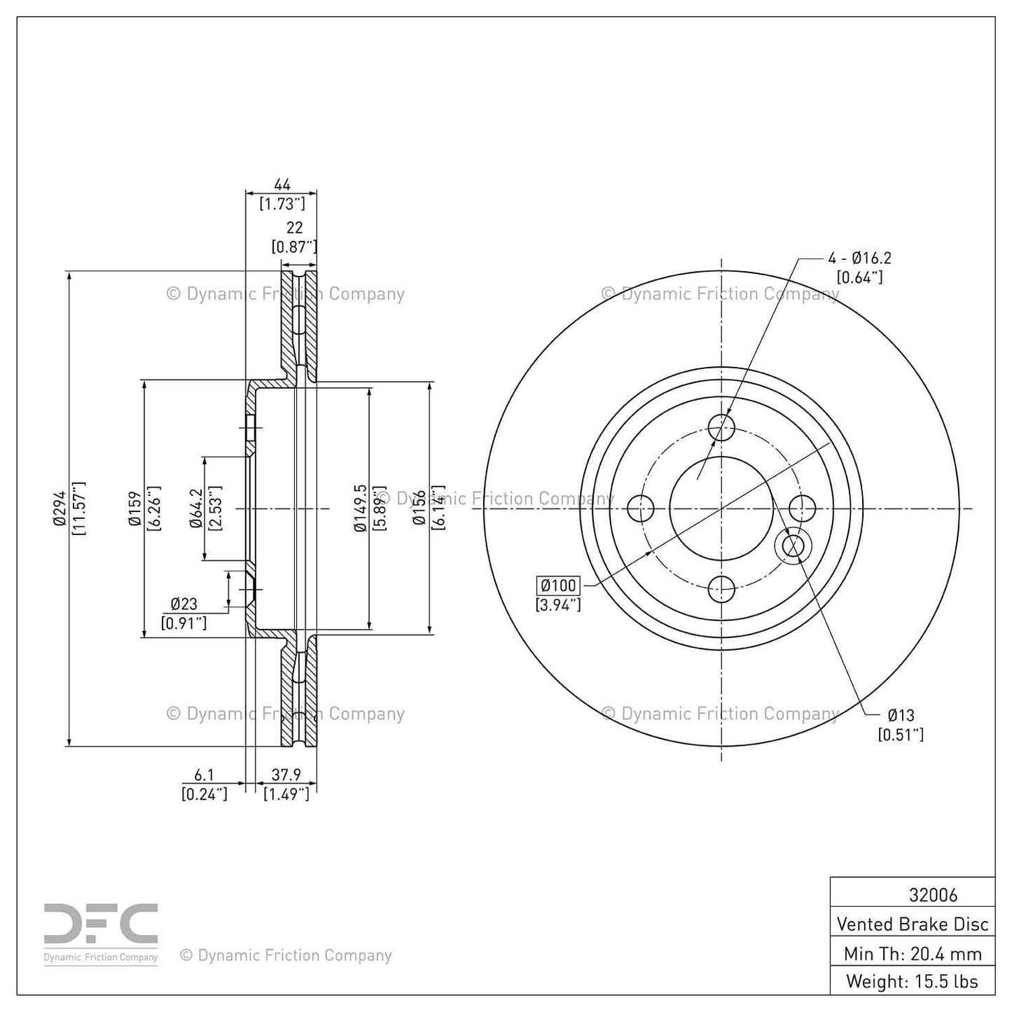Dynamic Friction Company Disc Brake Rotor 900-32006