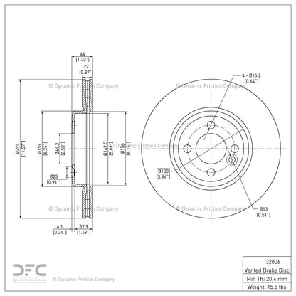 Dynamic Friction Company Disc Brake Rotor 900-32006