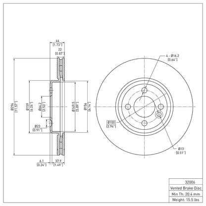Dynamic Friction Company Disc Brake Rotor 900-32006