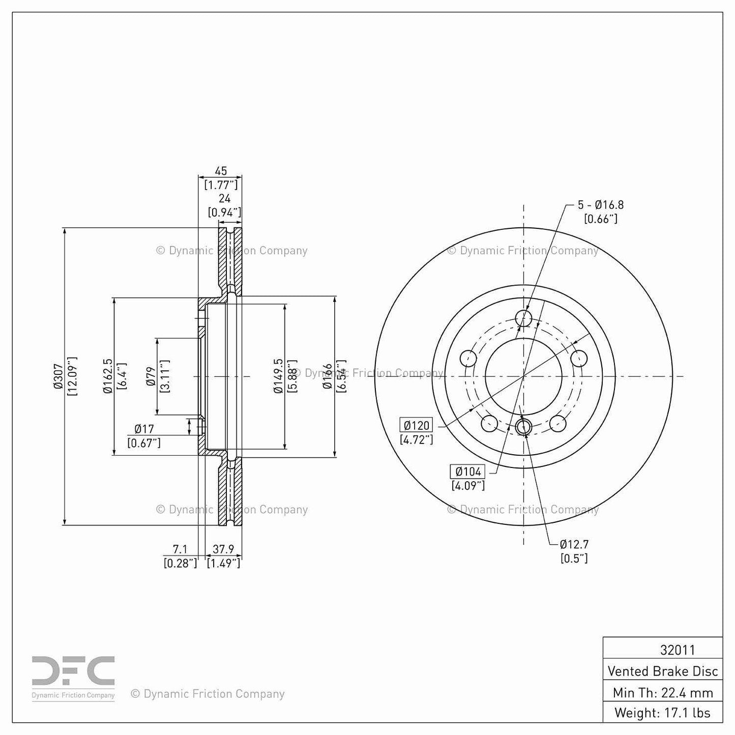 Dynamic Friction Company Disc Brake Rotor 900-32011
